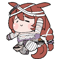 a cartoon of a girl with bandages on her arms and legs .