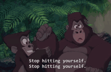 Tarzan Stop Hitting Yourself GIF - Tarzan Stop Hitting Yourself Gorilla GIFs