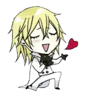 a chibi drawing of a person holding a red heart in their hand