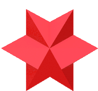 a red star with a pink diamond in the middle