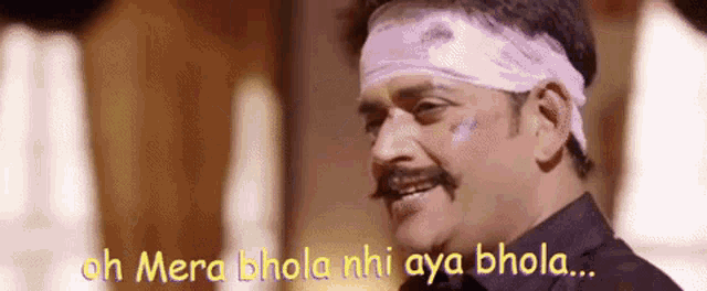 a man with a bandage on his head says oh mera bhola nhi aya bhola .