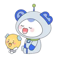 a cartoon drawing of a robot with the letter b on his head