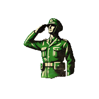 a drawing of a soldier saluting with a green uniform