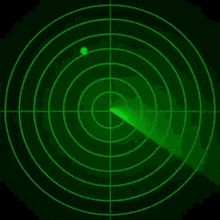 a girl is standing in the middle of a green radar circle .