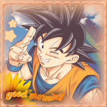 a picture of a cartoon character with the words good morning on it