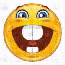 a cartoon smiley face with a big smile on its face and missing teeth .