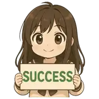 a girl holding a sign that says success