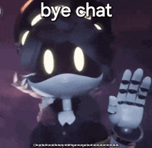 a cartoon character is waving and says bye chat on the bottom