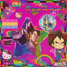 a picture of vegeta from dragon ball z surrounded by other images