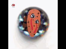 a drawing of a nail with a mushroom design on it