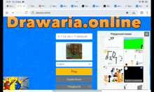 a screenshot of drawaria.online shows a playground room with a green screen