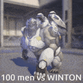 a picture of a gorilla with the words 100 men vs winton on the bottom