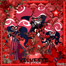 a picture of velvete de pinkie surrounded by hearts