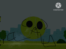 a cartoon character is being struck by lightning and says kinemaster