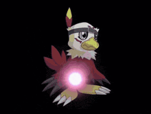 a cartoon character with a helmet and goggles surrounded by pink light