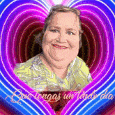 a drawing of a woman in a heart with the words que tengas un lindo dia