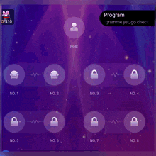 a screenshot of a game with a purple background