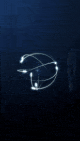 a blue sphere with a light coming out of it on a dark blue background .