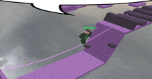 a person in a green outfit is standing on a purple platform with a speech bubble that says guessingbox
