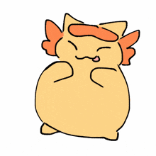 a cartoon drawing of a cat holding a smaller cat