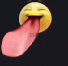 a smiley face with its tongue hanging out of its mouth .