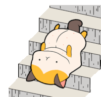 a cartoon cat is laying on its back on the stairs
