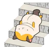 a cartoon cat is laying on its back on the stairs