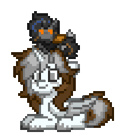a pixel art of a person riding on the back of a pony