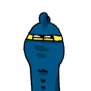 a drawing of three blue containers with a yellow stripe