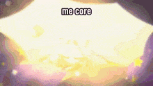 a purple and yellow background with the words me core