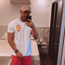 a man is taking a picture of himself in a mirror