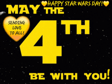 a happy star wars day greeting card with a yellow heart