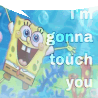 a picture of spongebob with the words i 'm gonna touch you