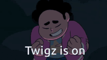 twigz is on written in white on a dark blue background