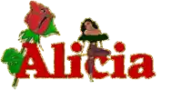 the name alicia is on a white background with a rose