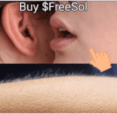 a woman whispering into another woman 's ear with the words buy $ freesol