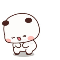 a cartoon panda bear is jumping in the air with its mouth open