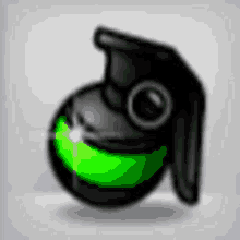 a cartoon illustration of a grenade with a green mouth and eyes .