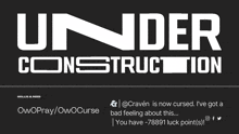 a black and white under construction sign