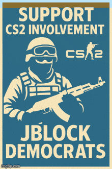 a poster that says support cs2 involvement on it