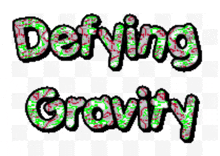 the word defining gravity is written in green and red on a checkered background