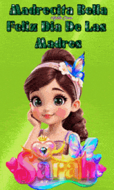 a picture of a girl with the words " madrecita bella feliz dia de las madres " on the bottom