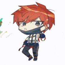 a cartoon drawing of a boy with a mask on his face