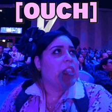 a woman making a funny face with the word touch above her head