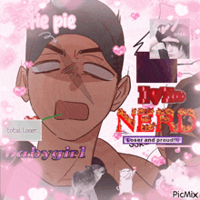 a picture of a man with the words " i love nerd " written on it