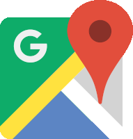 a google maps logo with a red pin