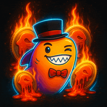 a cartoon shark with a top hat and bow tie
