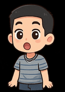 a cartoon boy with a surprised look on his face is wearing a striped shirt