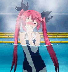 anime twintails pool happy wiggle
