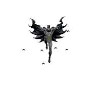 a cartoon drawing of batman flying through the air